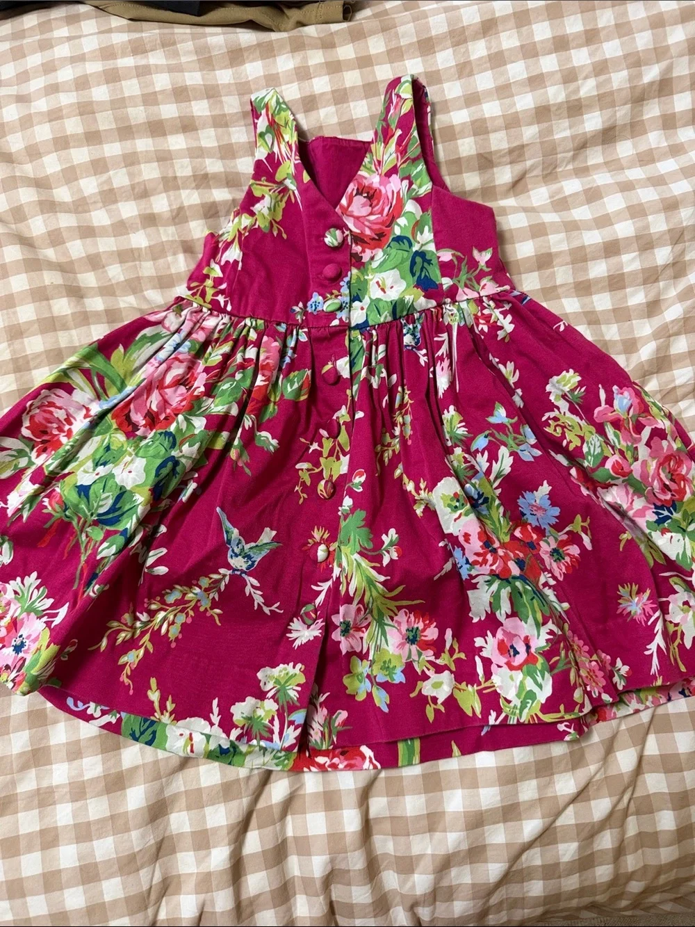 Ralph Lauren Bright Fuchsia Floral Cotton Dress